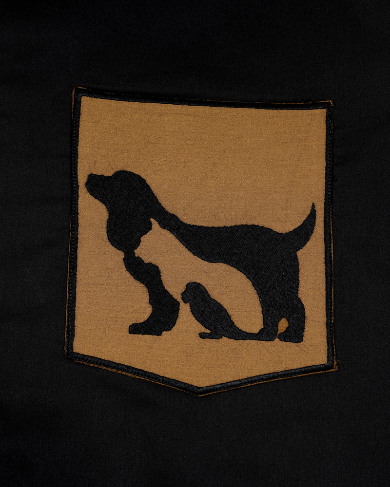 Jade Black with Mckenzi Brown Patch Pocket Illusion Dog Embroidered  Super Soft Premium Cotton Shirt