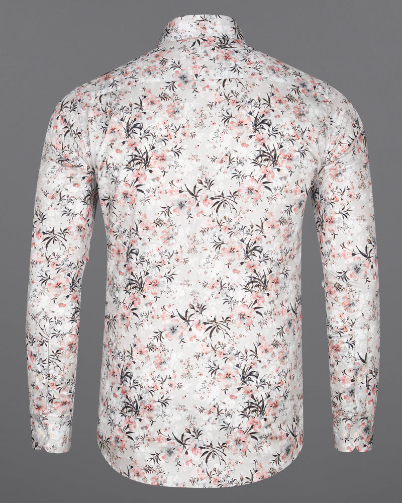 Bright White and Chestnut Pink Ditsy Printed Super Soft Premium Cotton Shirt 8480-38,8480-H-38,8480-39,8480-H-39,8480-40,8480-H-40,8480-42,8480-H-42,8480-44,8480-H-44,8480-46,8480-H-46,8480-48,8480-H-48,8480-50,8480-H-50,8480-52,8480-H-52