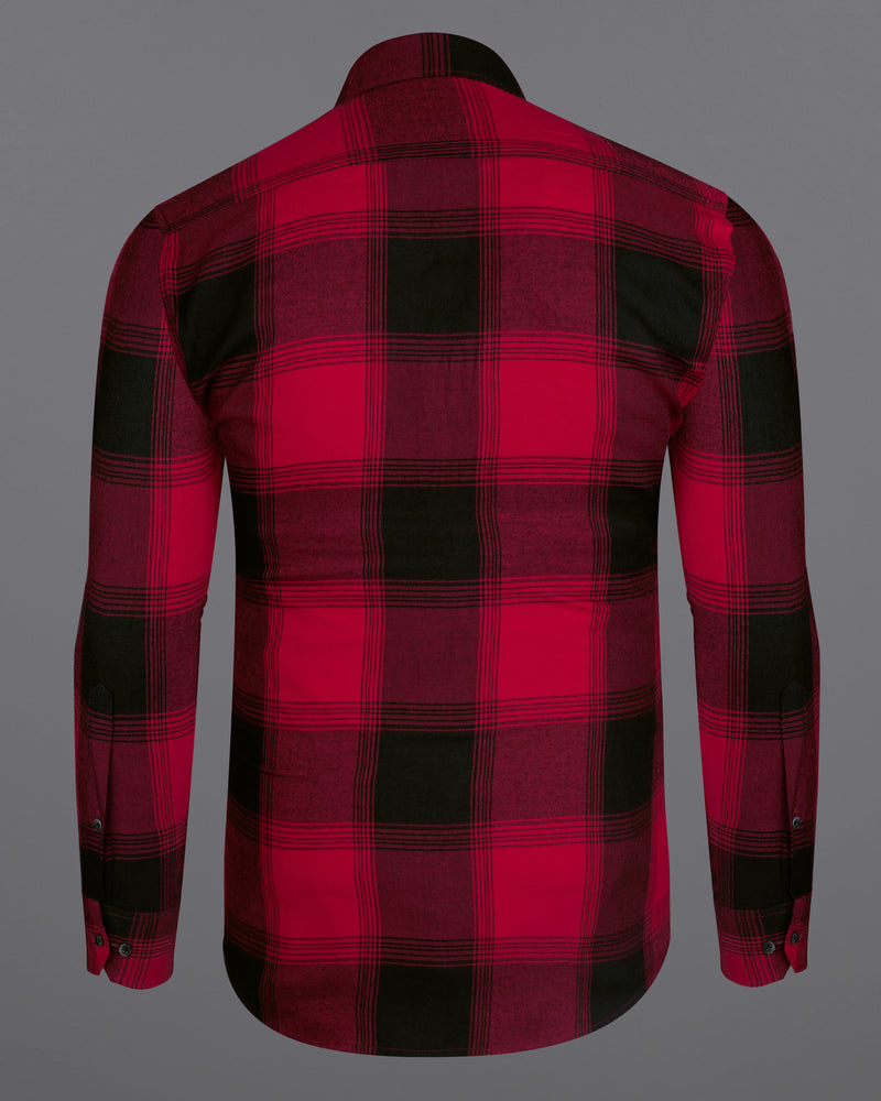 Firebrick Red and Jade Black Checked Flannel Shirt 8539-BLK-38,8539-BLK-H-38,8539-BLK-39,8539-BLK-H-39,8539-BLK-40,8539-BLK-H-40,8539-BLK-42,8539-BLK-H-42,8539-BLK-44,8539-BLK-H-44,8539-BLK-46,8539-BLK-H-46,8539-BLK-48,8539-BLK-H-48,8539-BLK-50,8539-BLK-H-50,8539-BLK-52,8539-BLK-H-52