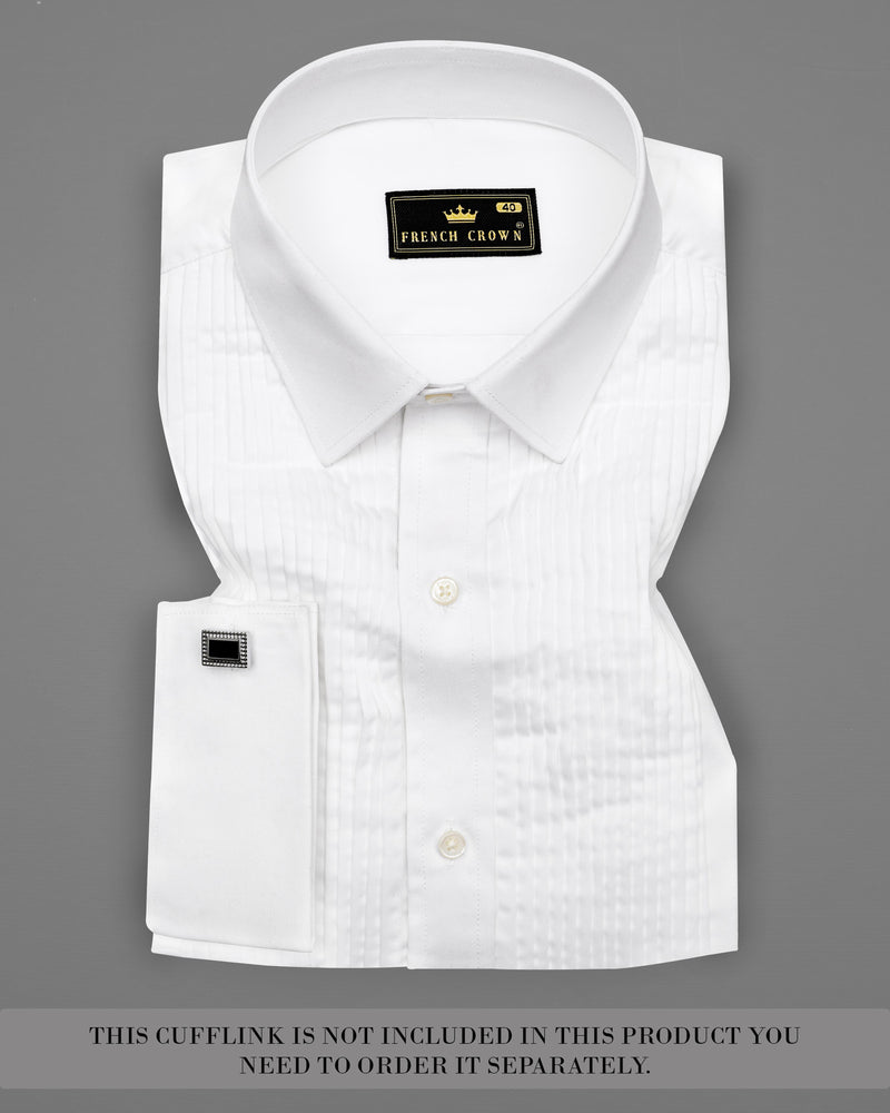 Bright White Twill Premium Cotton Tuxedo Shirt