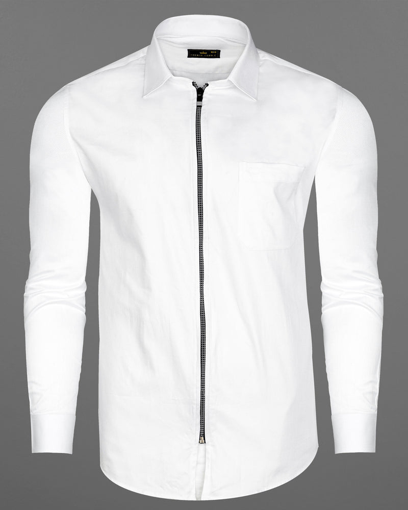 Bright White Dobby Textured Premium Giza Cotton Designer Overshirt with Zipper Closure 8581-P75-38,8581-P75-H-38,8581-P75-39,8581-P75-H-39,8581-P75-40,8581-P75-H-40,8581-P75-42,8581-P75-H-42,8581-P75-44,8581-P75-H-44,8581-P75-46,8581-P75-H-46,8581-P75-48,8581-P75-H-48,8581-P75-50,8581-P75-H-50,8581-P75-52,8581-P75-H-52