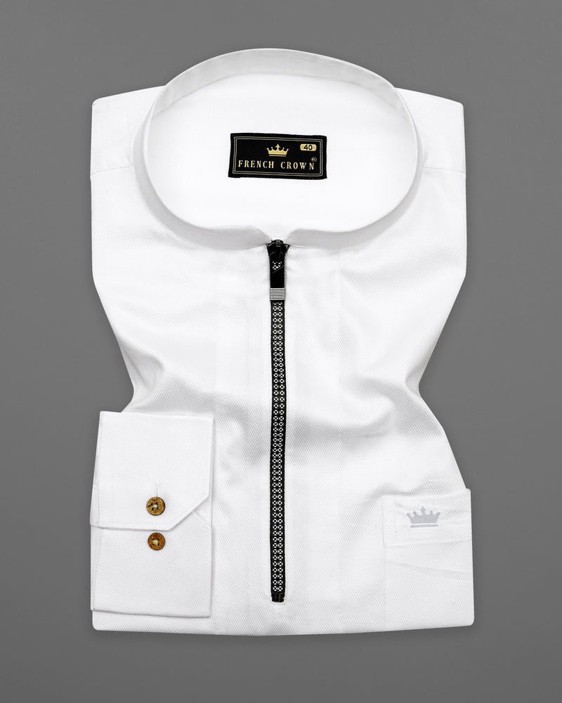 Bright White Dobby Textured Premium Giza Cotton Shirt With Zipper Closure 8583-M-P76-38,8583-M-P76-H-38,8583-M-P76-39,8583-M-P76-H-39,8583-M-P76-40,8583-M-P76-H-40,8583-M-P76-42,8583-M-P76-H-42,8583-M-P76-44,8583-M-P76-H-44,8583-M-P76-46,8583-M-P76-H-46,8583-M-P76-48,8583-M-P76-H-48,8583-M-P76-50,8583-M-P76-H-50,8583-M-P76-52,8583-M-P76-H-52