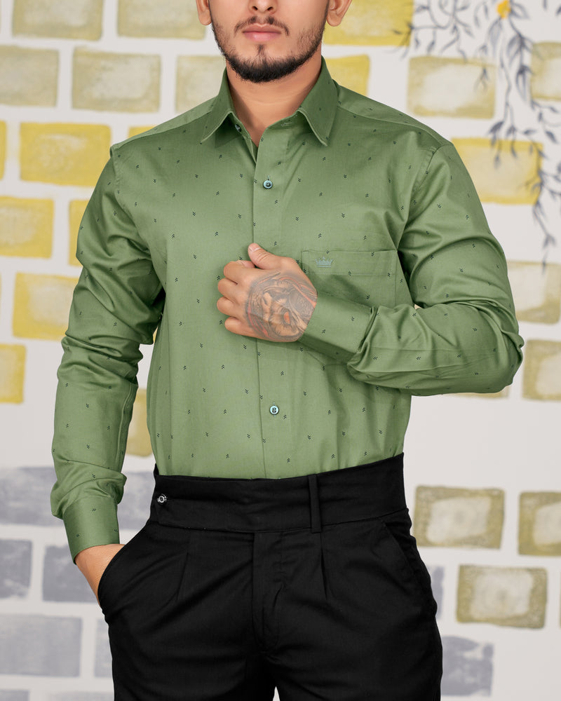 Granite Green Dobby Textured Premium Giza Cotton Shirt