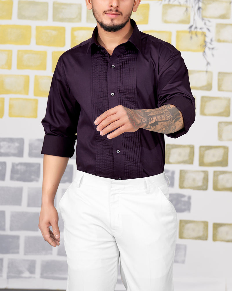 Tolopea Purple Snake Pleated Super Soft Premium Cotton Tuxedo Shirt