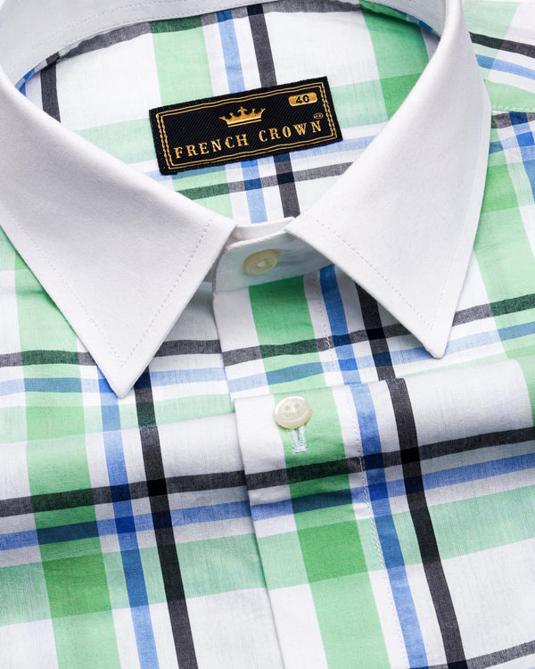 Bright White with Oxley Green and Black Windowpane Premium Cotton Shirt  8711-WCC-38,8711-WCC-H-38,8711-WCC-39,8711-WCC-H-39,8711-WCC-40,8711-WCC-H-40,8711-WCC-42,8711-WCC-H-42,8711-WCC-44,8711-WCC-H-44,8711-WCC-46,8711-WCC-H-46,8711-WCC-48,8711-WCC-H-48,8711-WCC-50,8711-WCC-H-50,8711-WCC-52,8711-WCC-H-52