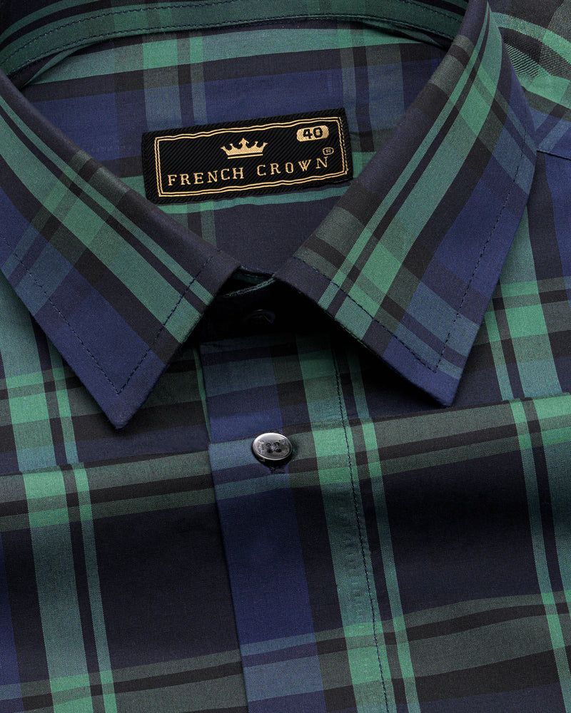 Tuna Navy Blue with Cactus Green Plaid Premium Cotton Shirt  8714-BLK-38,8714-BLK-H-38,8714-BLK-39,8714-BLK-H-39,8714-BLK-40,8714-BLK-H-40,8714-BLK-42,8714-BLK-H-42,8714-BLK-44,8714-BLK-H-44,8714-BLK-46,8714-BLK-H-46,8714-BLK-48,8714-BLK-H-48,8714-BLK-50,8714-BLK-H-50,8714-BLK-52,8714-BLK-H-52