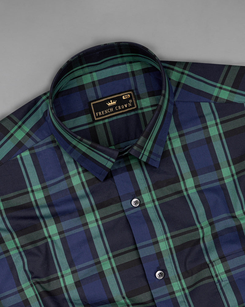 Tuna Navy Blue with Cactus Green Plaid Premium Cotton Shirt  8714-BLK-38,8714-BLK-H-38,8714-BLK-39,8714-BLK-H-39,8714-BLK-40,8714-BLK-H-40,8714-BLK-42,8714-BLK-H-42,8714-BLK-44,8714-BLK-H-44,8714-BLK-46,8714-BLK-H-46,8714-BLK-48,8714-BLK-H-48,8714-BLK-50,8714-BLK-H-50,8714-BLK-52,8714-BLK-H-52