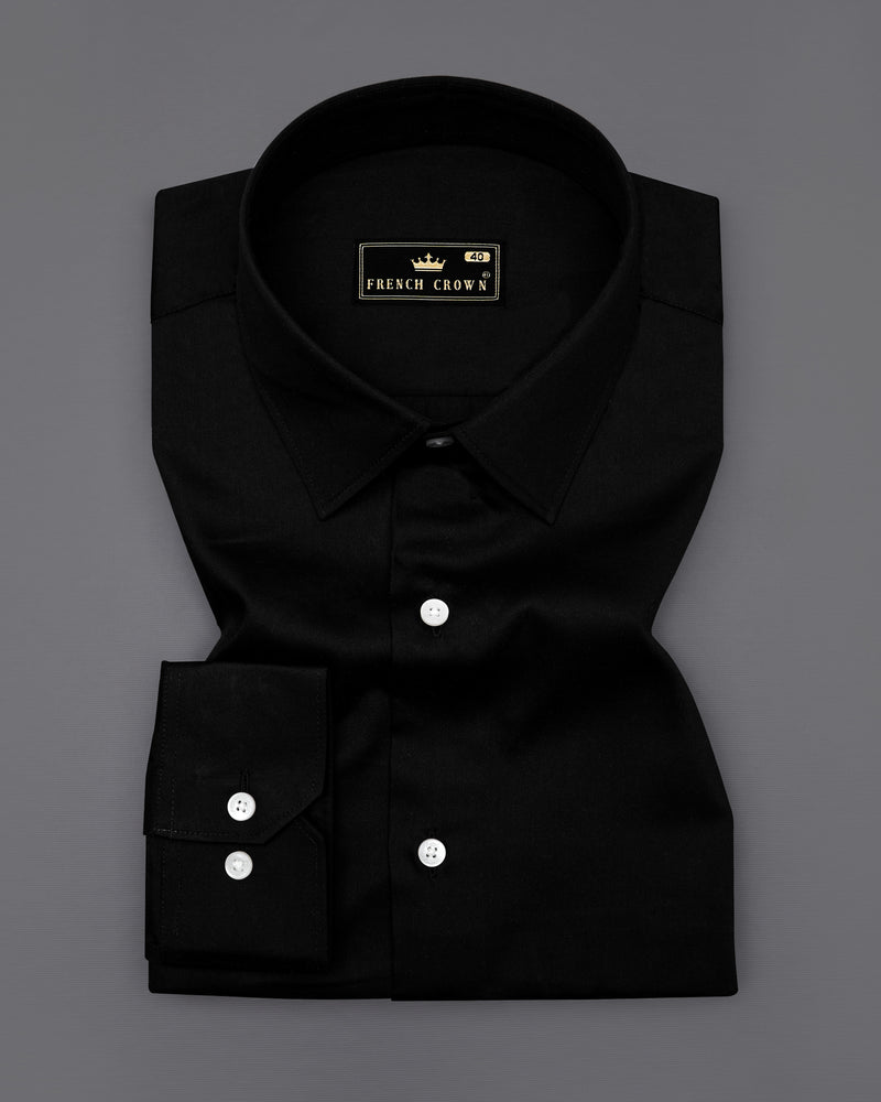 Jade Black Wolf Embroidered Super Soft Premium Cotton Shirt