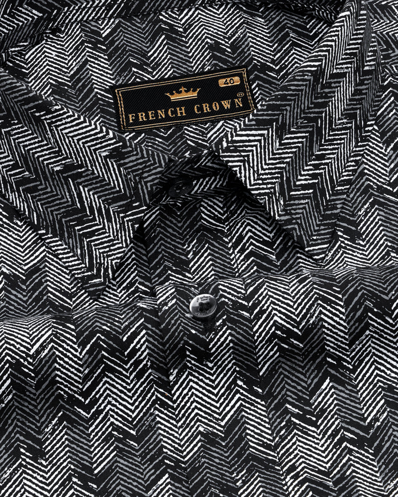 Jade Black with Gravel Gray Sanganeri Block Printed Royal Oxford Shirt  8743-BLK-38,8743-BLK-H-38,8743-BLK-39,8743-BLK-H-39,8743-BLK-40,8743-BLK-H-40,8743-BLK-42,8743-BLK-H-42,8743-BLK-44,8743-BLK-H-44,8743-BLK-46,8743-BLK-H-46,8743-BLK-48,8743-BLK-H-48,8743-BLK-50,8743-BLK-H-50,8743-BLK-52,8743-BLK-H-52