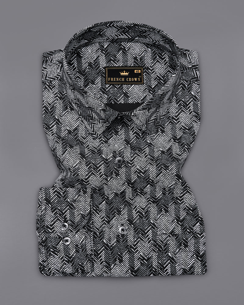 Jade Black with Gravel Gray Sanganeri Block Printed Royal Oxford Shirt  8743-BLK-38,8743-BLK-H-38,8743-BLK-39,8743-BLK-H-39,8743-BLK-40,8743-BLK-H-40,8743-BLK-42,8743-BLK-H-42,8743-BLK-44,8743-BLK-H-44,8743-BLK-46,8743-BLK-H-46,8743-BLK-48,8743-BLK-H-48,8743-BLK-50,8743-BLK-H-50,8743-BLK-52,8743-BLK-H-52