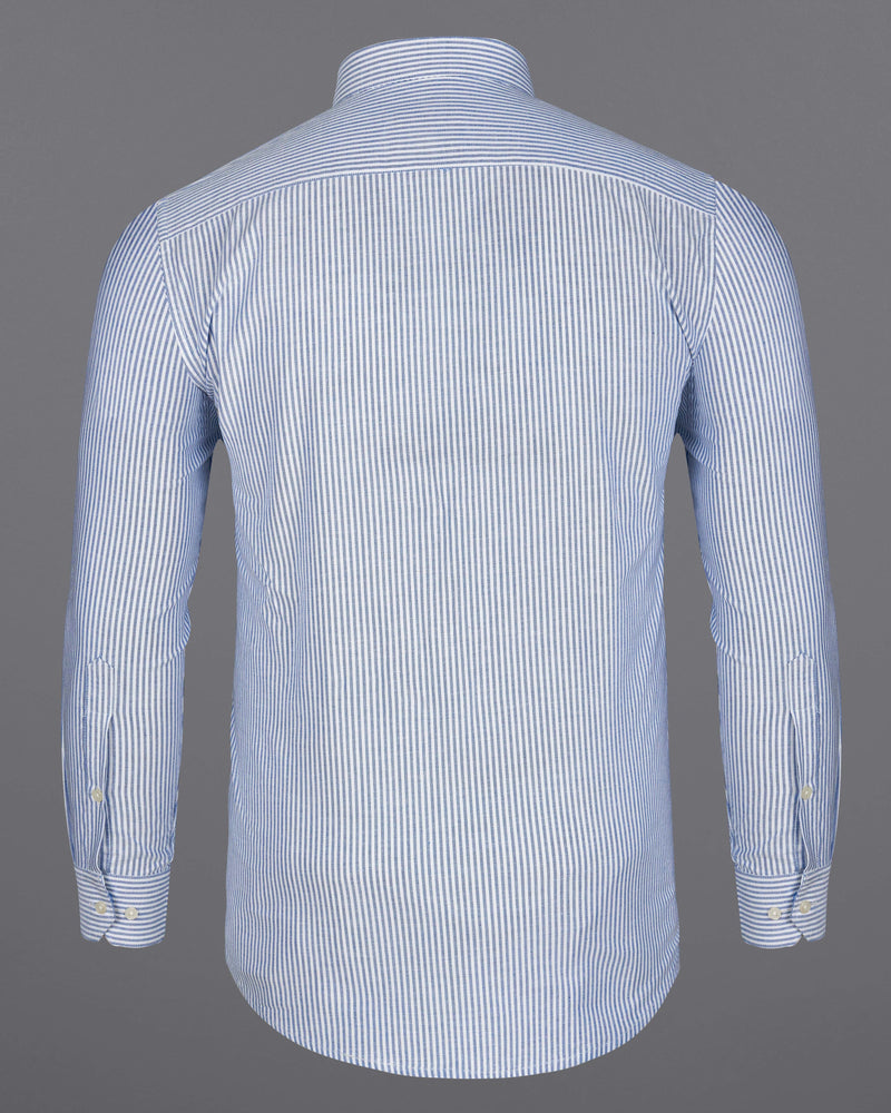 Glaucous Blue and White Pinstriped Royal Oxford Shirt  8749-BD-38,8749-BD-H-38,8749-BD-39,8749-BD-H-39,8749-BD-40,8749-BD-H-40,8749-BD-42,8749-BD-H-42,8749-BD-44,8749-BD-H-44,8749-BD-46,8749-BD-H-46,8749-BD-48,8749-BD-H-48,8749-BD-50,8749-BD-H-50,8749-BD-52,8749-BD-H-52