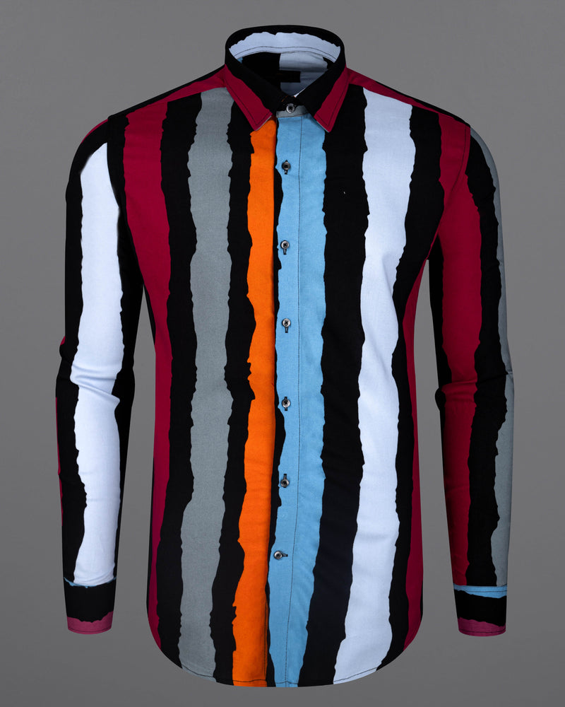 Jade Black with Tropical Blue Multicolour Striped Premium Tencel Shirt  8752-BLK-38,8752-BLK-H-38,8752-BLK-39,8752-BLK-H-39,8752-BLK-40,8752-BLK-H-40,8752-BLK-42,8752-BLK-H-42,8752-BLK-44,8752-BLK-H-44,8752-BLK-46,8752-BLK-H-46,8752-BLK-48,8752-BLK-H-48,8752-BLK-50,8752-BLK-H-50,8752-BLK-52,8752-BLK-H-52