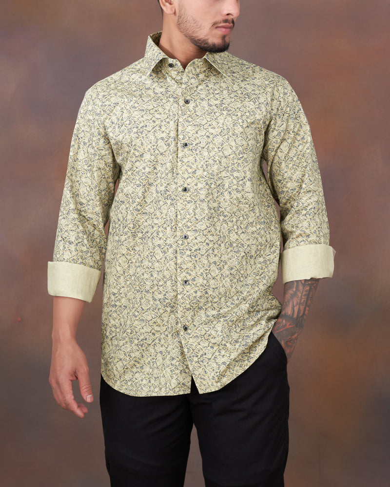 Dust Storm Brown Printed Royal Oxford Shirt