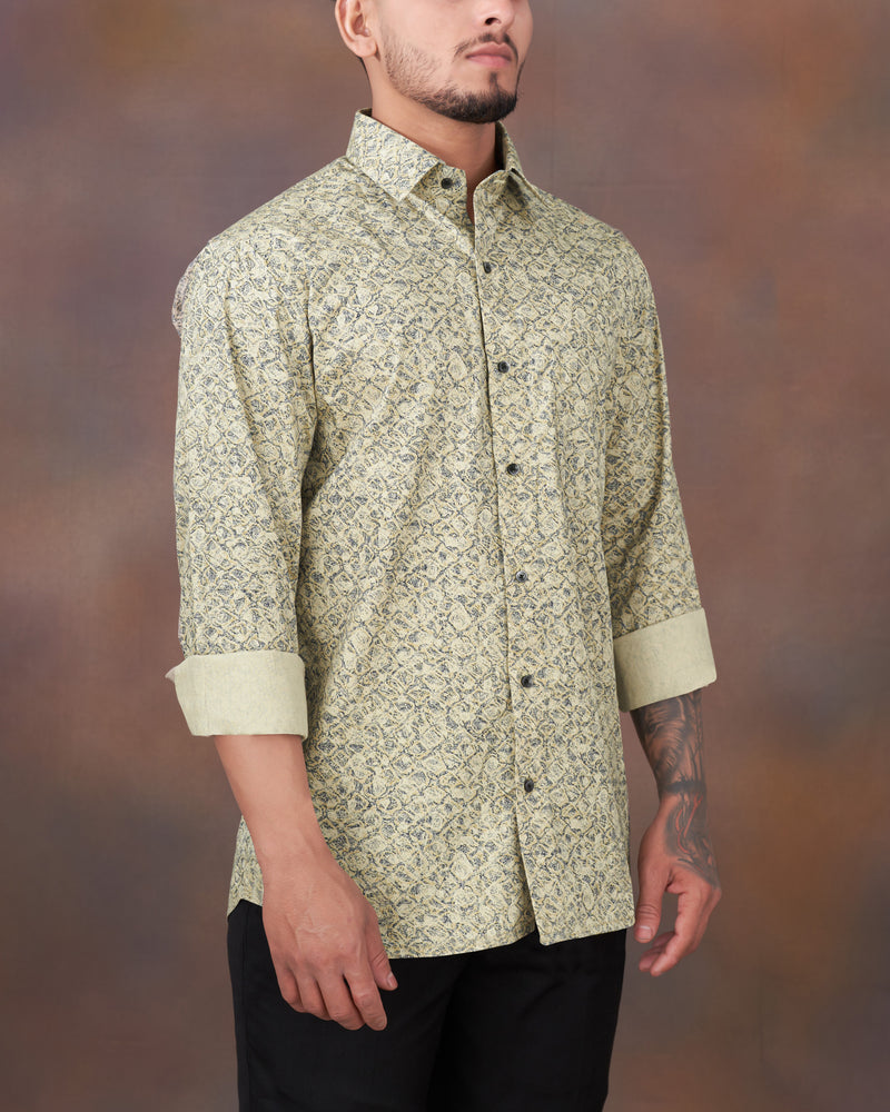 Dust Storm Brown Printed Royal Oxford Shirt