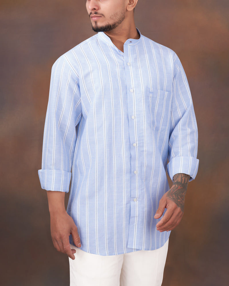 Dust Storm Blue Striped Luxurious Linen Shirt