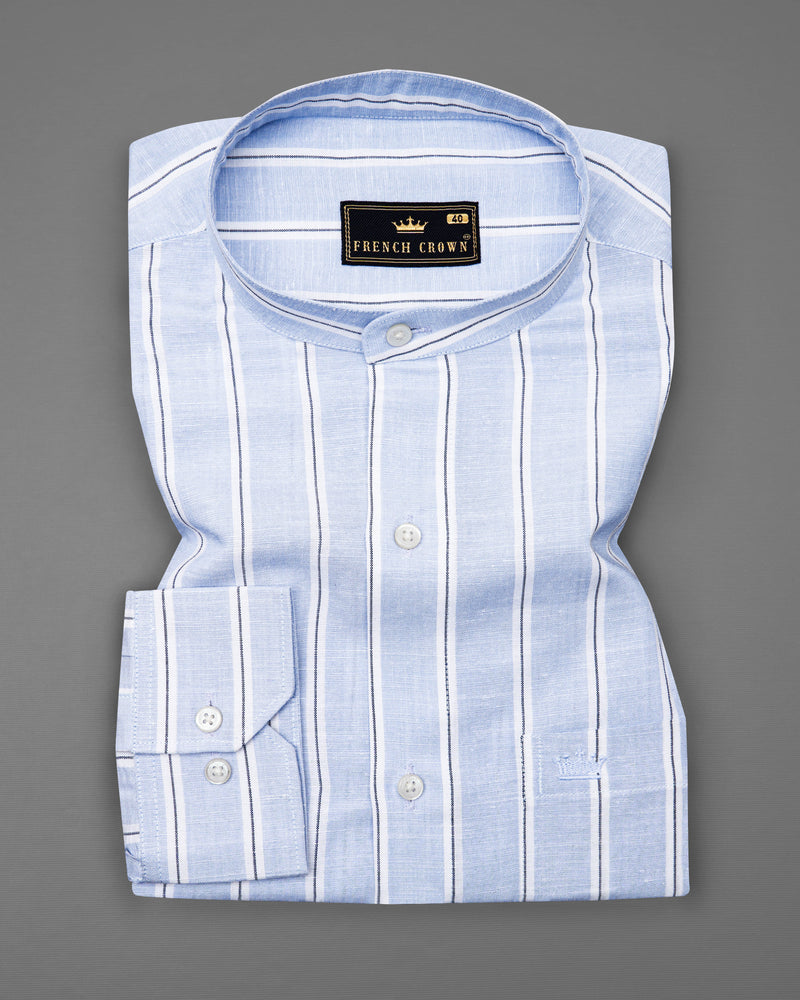 Dust Storm Blue Striped Luxurious Linen Shirt  8759-M-38,8759-M-H-38,8759-M-39,8759-M-H-39,8759-M-40,8759-M-H-40,8759-M-42,8759-M-H-42,8759-M-44,8759-M-H-44,8759-M-46,8759-M-H-46,8759-M-48,8759-M-H-48,8759-M-50,8759-M-H-50,8759-M-52,8759-M-H-52