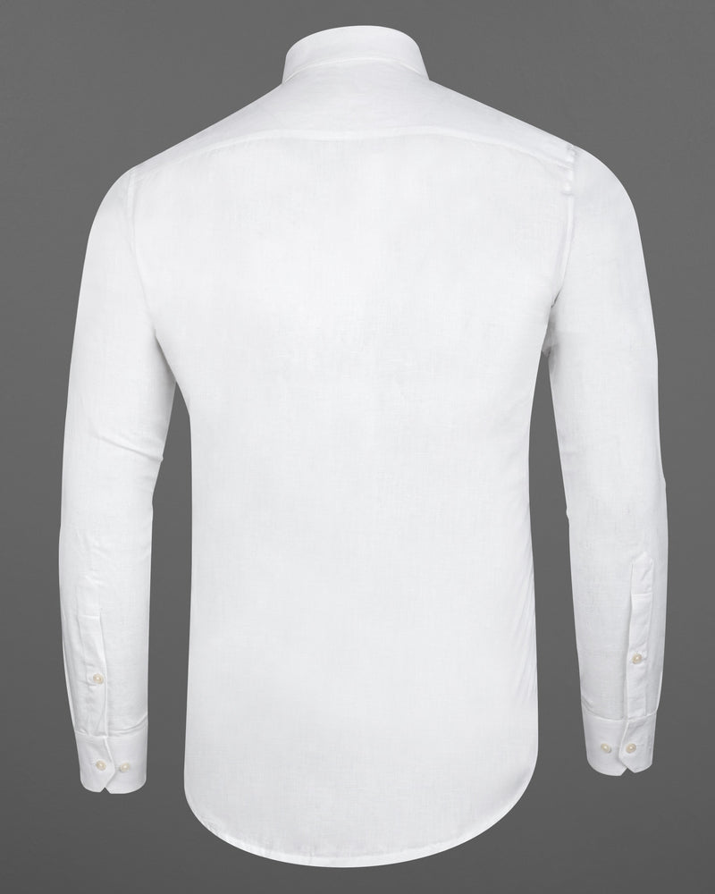 Bright White Detailed Luxurious Italian Linen SHIRT