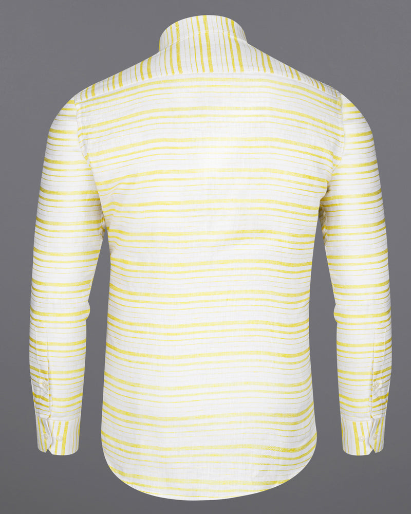 Bright White with Naples Yellow Striped Luxurious Linen Shirt  8764-BD-38,8764-BD-H-38,8764-BD-39,8764-BD-H-39,8764-BD-40,8764-BD-H-40,8764-BD-42,8764-BD-H-42,8764-BD-44,8764-BD-H-44,8764-BD-46,8764-BD-H-46,8764-BD-48,8764-BD-H-48,8764-BD-50,8764-BD-H-50,8764-BD-52,8764-BD-H-52