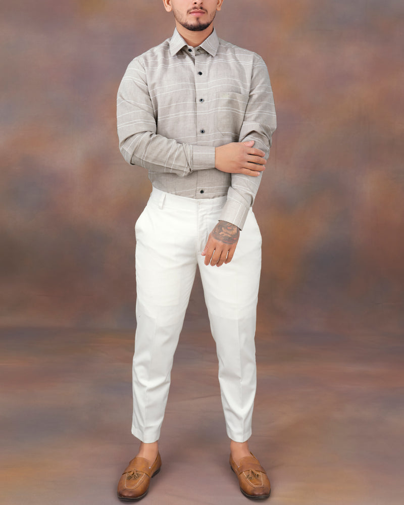 Nickel Brown Striped Luxurious Linen Shirt