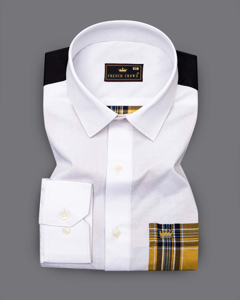 Bright White with Tussock Brown Plaid Super Soft Premium Cotton Designer Shirt
