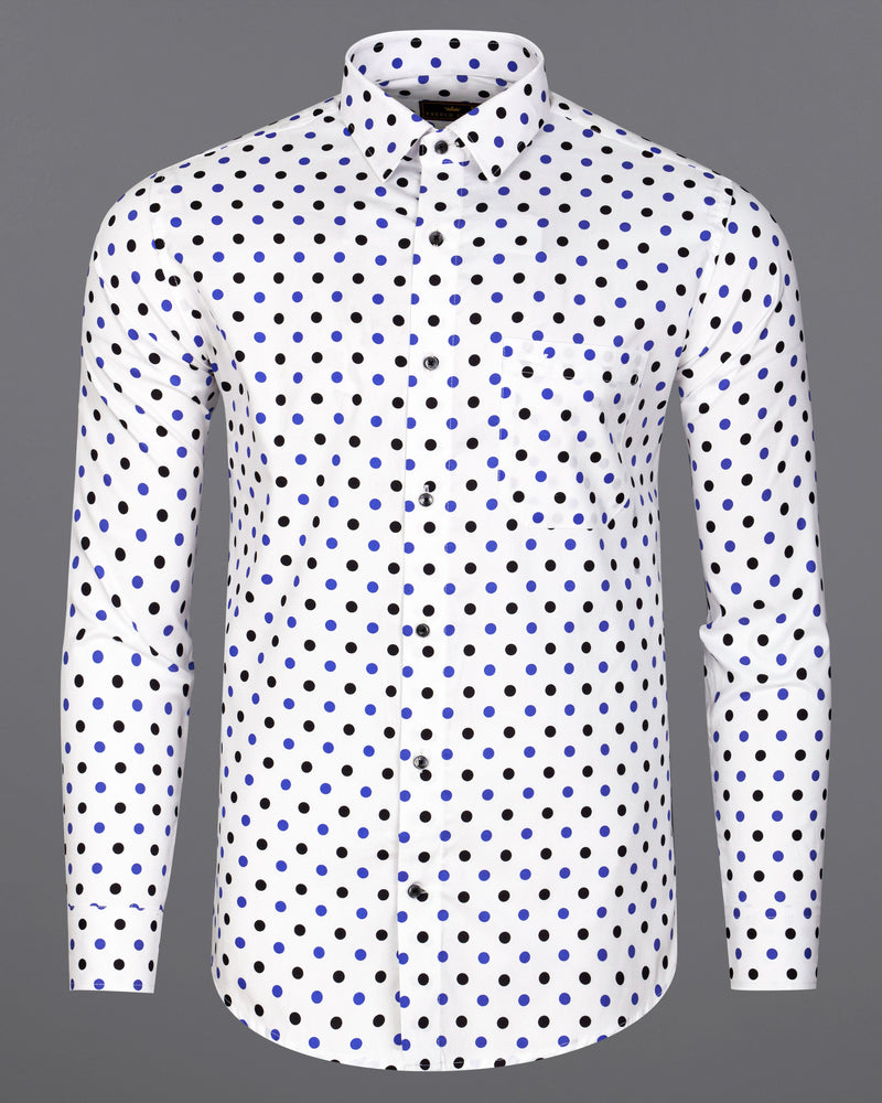 Bright White with Periwinkle Blue and Black Polka Dotted Royal Oxford Shirt  8796-BLK-38,8796-BLK-H-38,8796-BLK-39,8796-BLK-H-39,8796-BLK-40,8796-BLK-H-40,8796-BLK-42,8796-BLK-H-42,8796-BLK-44,8796-BLK-H-44,8796-BLK-46,8796-BLK-H-46,8796-BLK-48,8796-BLK-H-48,8796-BLK-50,8796-BLK-H-50,8796-BLK-52,8796-BLK-H-52