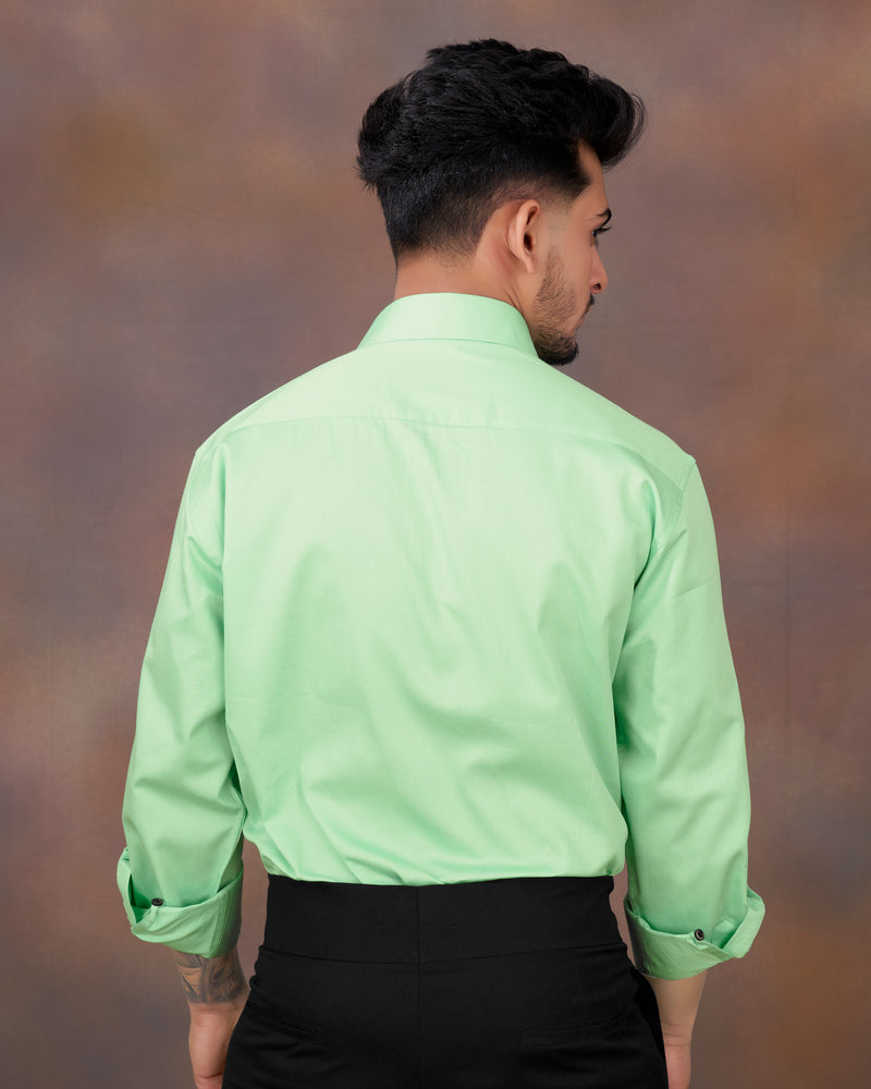 Celadon Green Snake Pleated Super Soft Premium Cotton Tuxedo Shirt