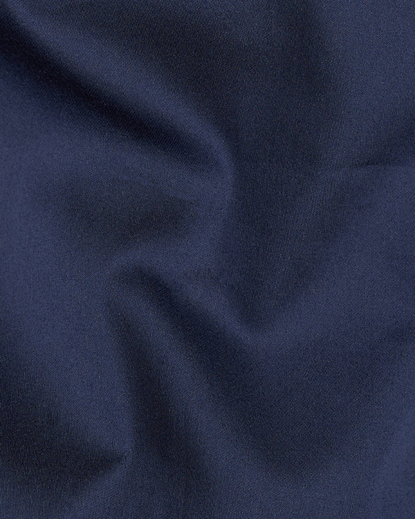 Baltic Sea Navy Blue Snake Pleated Super Soft Premium Cotton Tuxedo Shirt