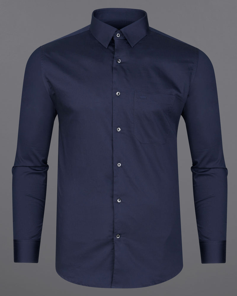 Baltic Sea Navy Blue Super Soft Premium Cotton Shirt