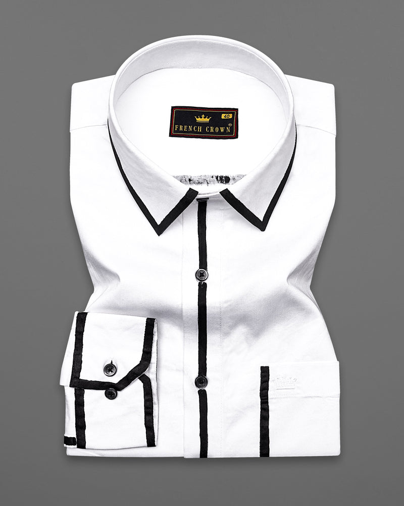 Bright White Embellished with Black Hand Painted Lines Super Soft Premium Cotton Designer Shirt 8935-BLK-HP-38, 8935-BLK-HP-H-38, 8935-BLK-HP-39, 8935-BLK-HP-H-39, 8935-BLK-HP-40, 8935-BLK-HP-H-40, 8935-BLK-HP-42, 8935-BLK-HP-H-42, 8935-BLK-HP-44, 8935-BLK-HP-H-44, 8935-BLK-HP-46, 8935-BLK-HP-H-46, 8935-BLK-HP-48, 8935-BLK-HP-H-48, 8935-BLK-HP-50, 8935-BLK-HP-H-50, 8935-BLK-HP-52, 8935-BLK-HP-H-52