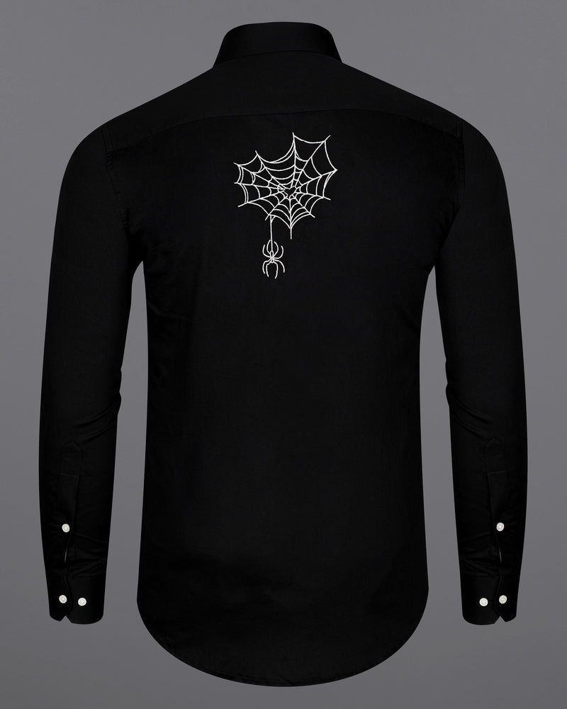 Jade Black Spider with Web Embroidered at the Back Super Soft Premium Cotton Shirt 8939-E016-38, 8939-E016-H-38, 8939-E016-39, 8939-E016-H-39, 8939-E016-40, 8939-E016-H-40, 8939-E016-42, 8939-E016-H-42, 8939-E016-44, 8939-E016-H-44, 8939-E016-46, 8939-E016-H-46, 8939-E016-48, 8939-E016-H-48, 8939-E016-50, 8939-E016-H-50, 8939-E016-52, 8939-E016-H-52