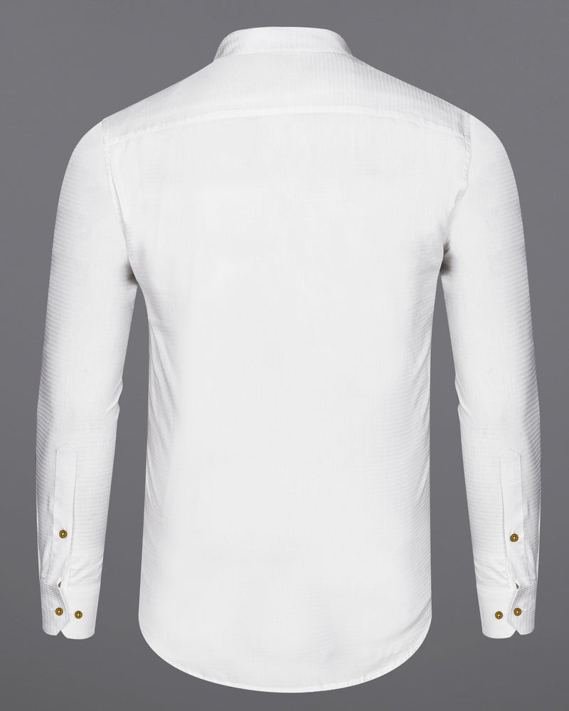Bright White Dobby Textured Premium Giza Cotton Kurta Shirt