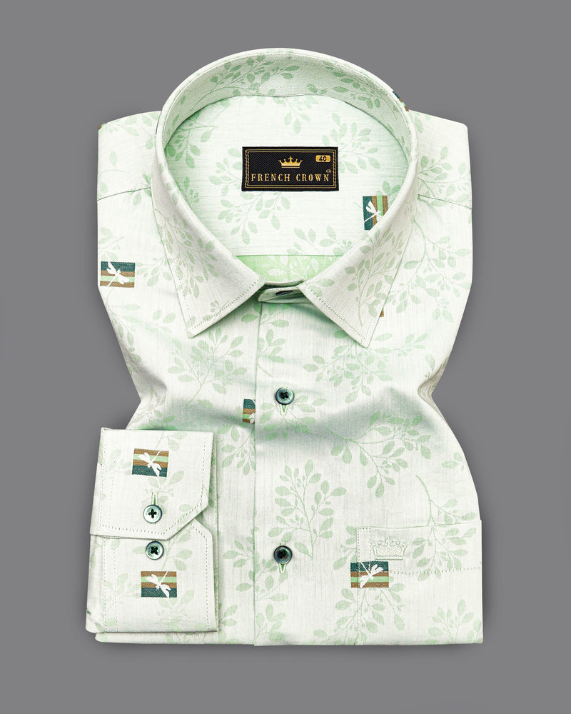 Loafer Green with Jacquard Textured Premium Giza Cotton Designer Shirt