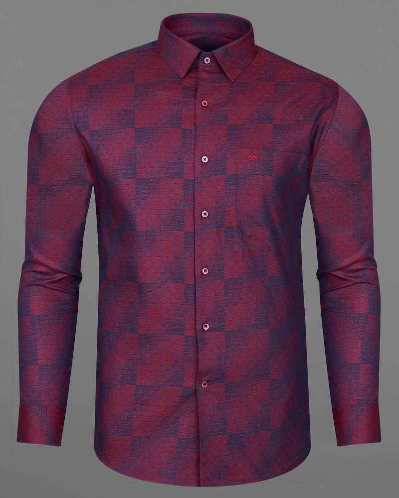 Old Mauve Maroon Jacquard Textured Premium Giza Cotton Designer Shirt