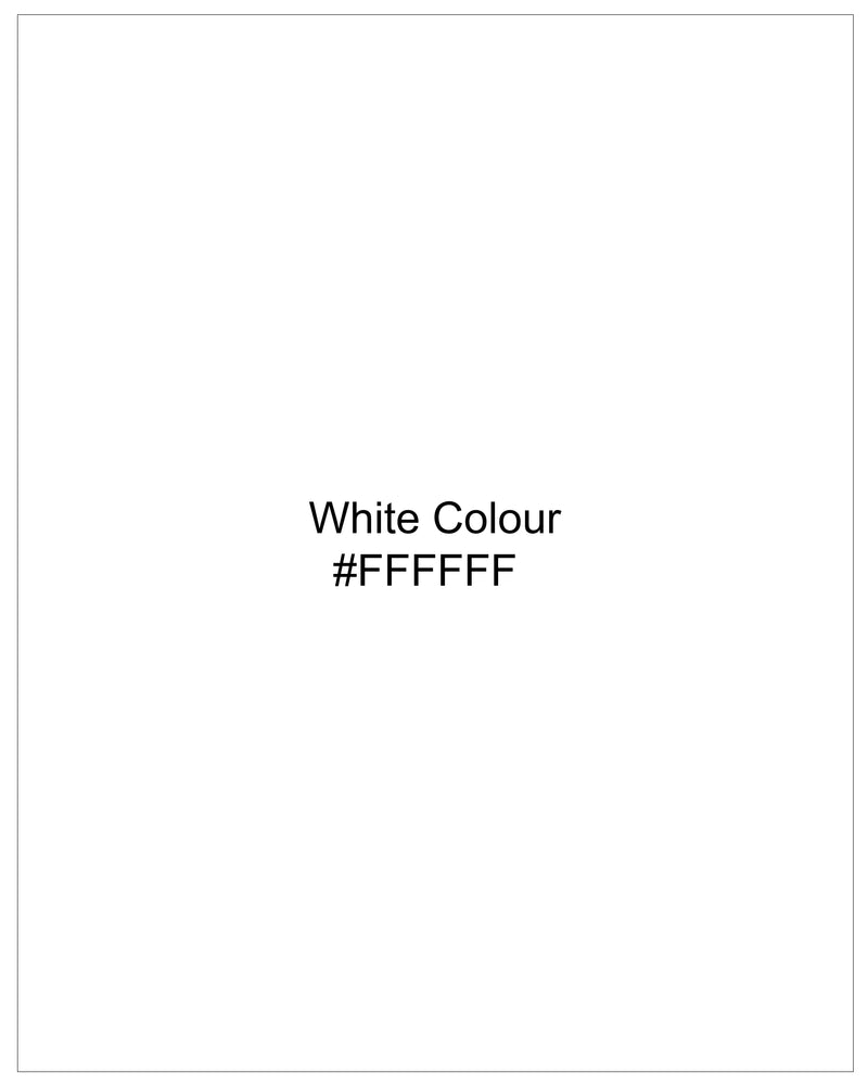 Bright White with Black Patch Pockets Dobby Textured Premium Giza Cotton Designer Shirt