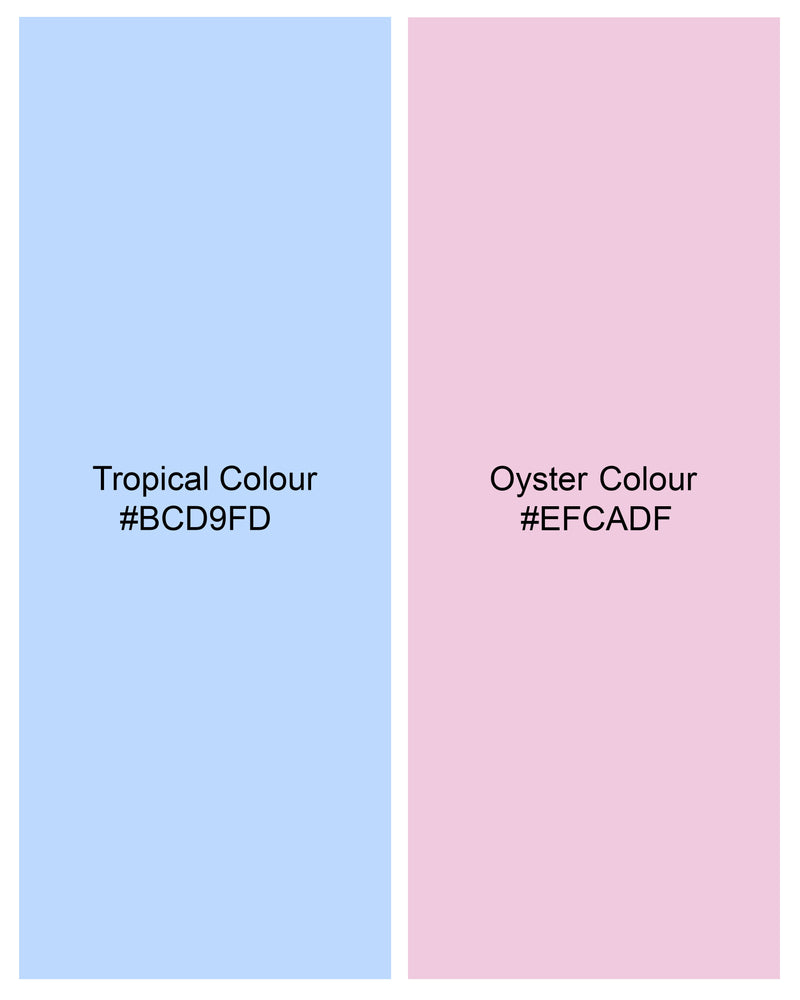 Tropical Blue with Oyster Pink Patch Work Super Soft Premium Cotton Designer Shirt