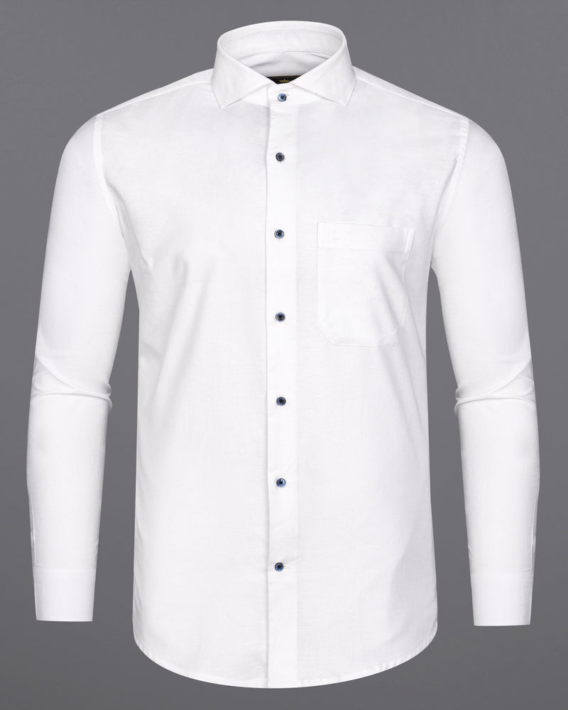 Bright White Dobby Textured Premium Giza Cotton Shirt