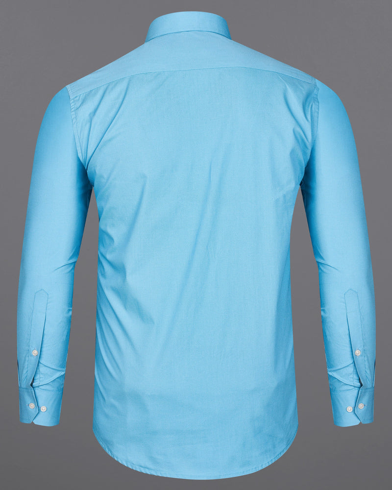 Cerulean Aqua Blue Dobby Textured Premium Giza Cotton Shirt