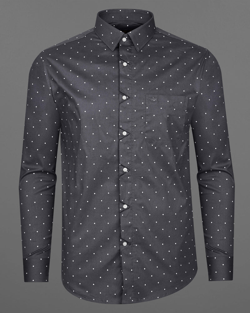 Gravel Gray Polka Dotted Premium Cotton Designer Shirt