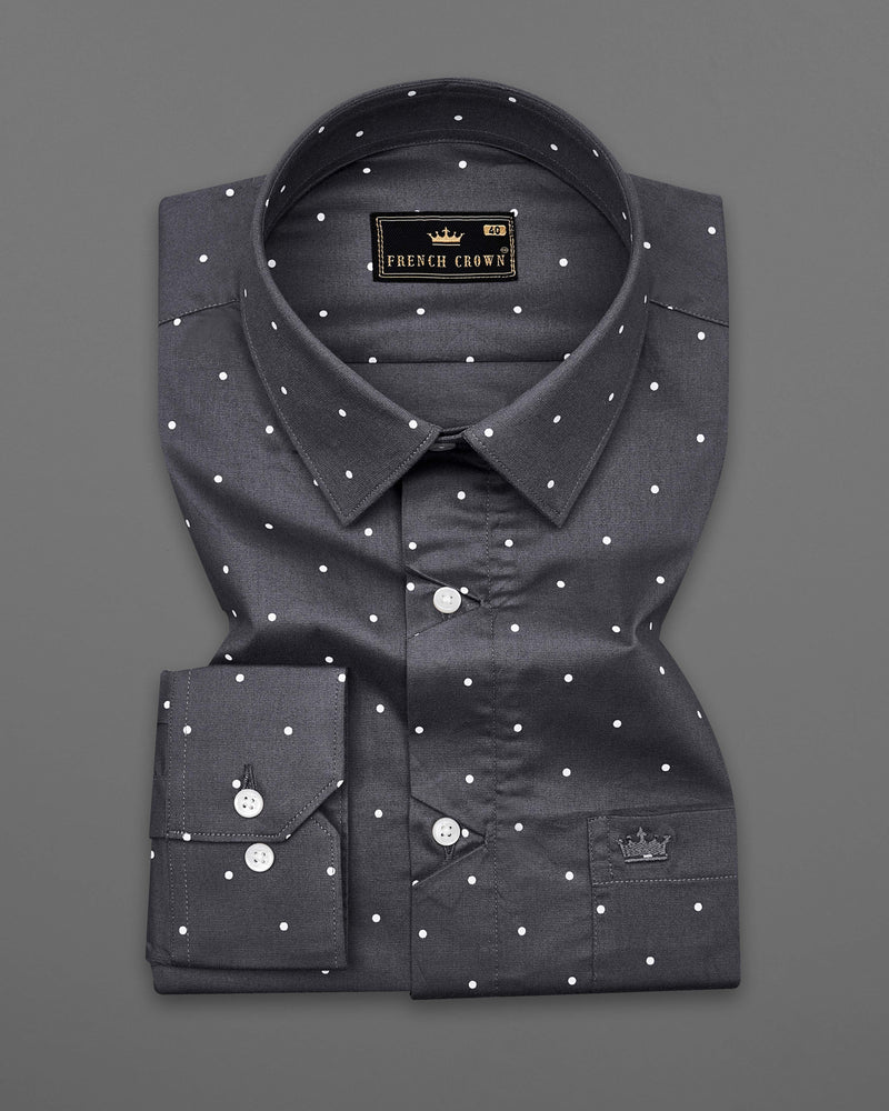 Gravel Gray Polka Dotted Premium Cotton Designer Shirt