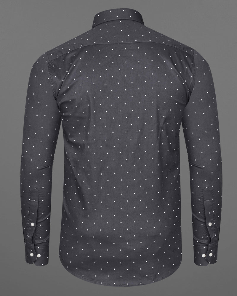 Gravel Gray Polka Dotted Premium Cotton Designer Shirt