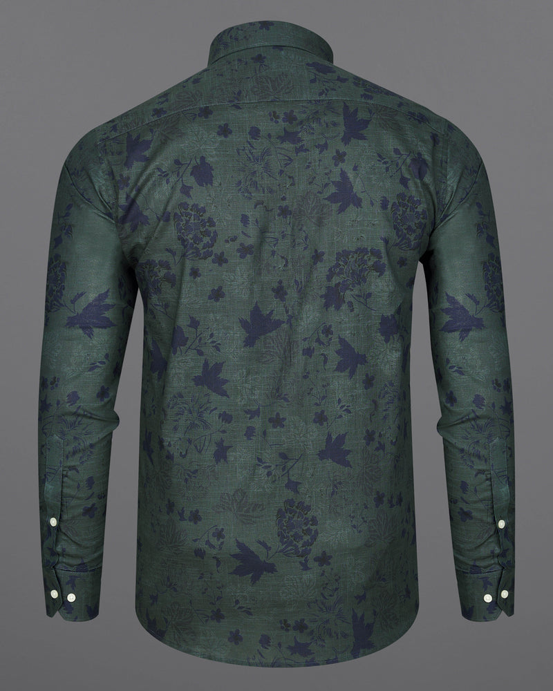 Iridium Green with Ebony Blue Textured Denim Shirt