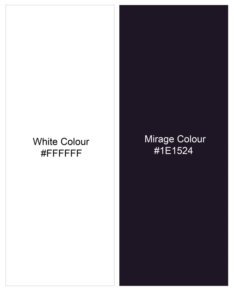 Bright White with Mirage Purple Striped Premium Cotton Shirt