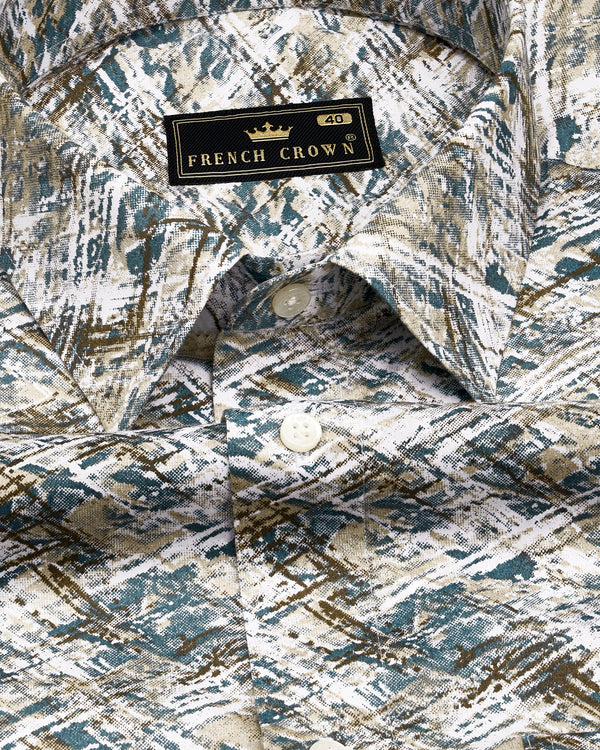 Rodeo Dust Brown and White Multicolour Marble Printed Super Soft Premium Cotton Shirt