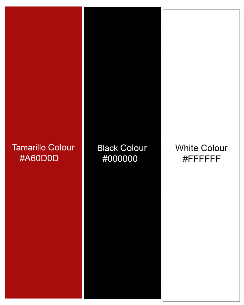 Tamarillo Red and White Printed Premium Cotton Shirt