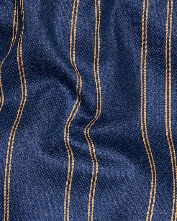 Cloud Burst Blue Striped Dobby Textured Premium Giza Cotton Shirt