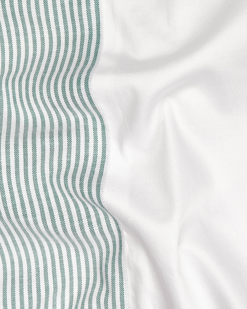 Bright White with Cascade Green Striped Royal Oxford Designer Shirt