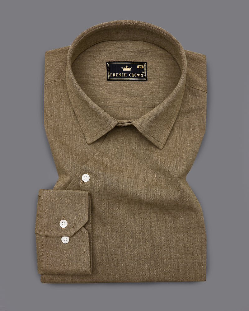 Dark Taupe Brown Luxurious Linen Designer Shirt