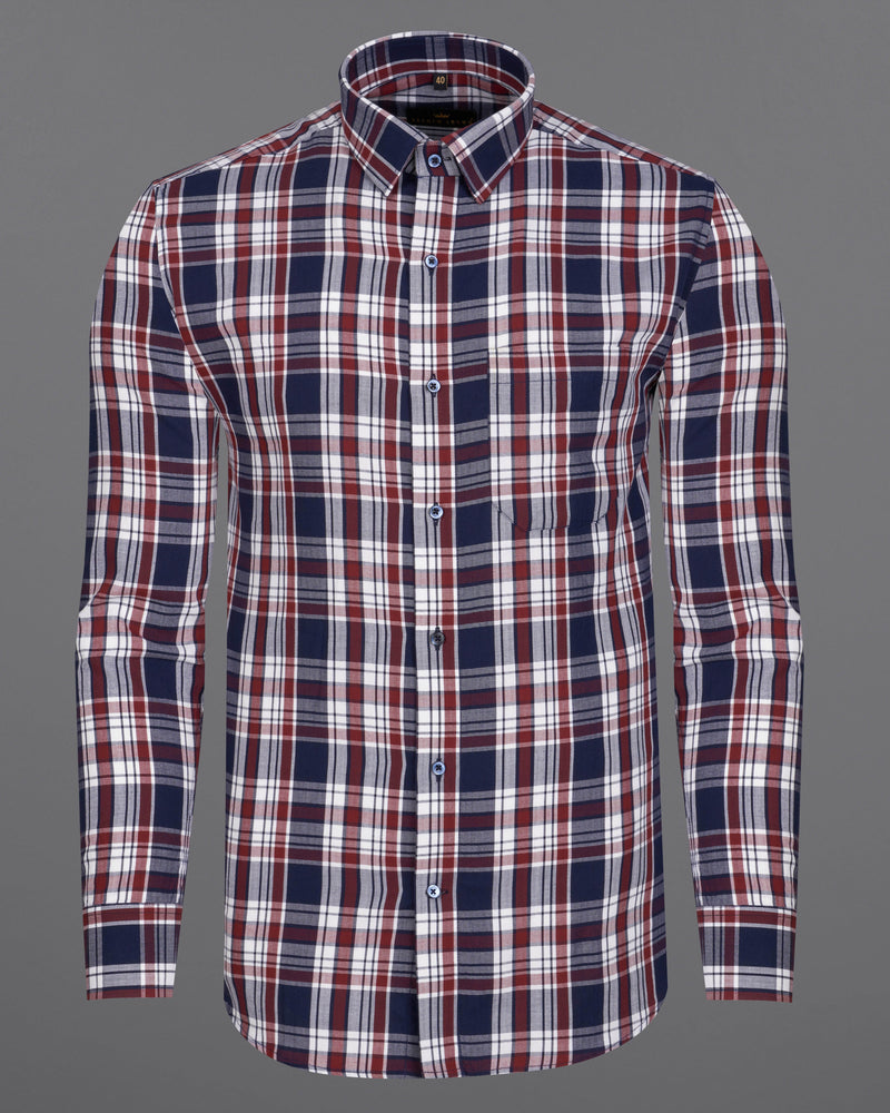 Cinder Navy Blue with White and Firebrick Red Plaid Herringbone Premium Cotton Shirt 9048-BLE-38, 9048-BLE-H-38, 9048-BLE-39, 9048-BLE-H-39, 9048-BLE-40, 9048-BLE-H-40, 9048-BLE-42, 9048-BLE-H-42, 9048-BLE-44, 9048-BLE-H-44, 9048-BLE-46, 9048-BLE-H-46, 9048-BLE-48, 9048-BLE-H-48, 9048-BLE-50, 9048-BLE-H-50, 9048-BLE-52, 9048-BLE-H-52