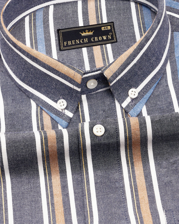 Carbon Gray with Bandy Brown Multicolour Striped Chambray Shirt 9067-BD-38, 9067-BD-H-38, 9067-BD-39, 9067-BD-H-39, 9067-BD-40, 9067-BD-H-40, 9067-BD-42, 9067-BD-H-42, 9067-BD-44, 9067-BD-H-44, 9067-BD-46, 9067-BD-H-46, 9067-BD-48, 9067-BD-H-48, 9067-BD-50, 9067-BD-H-50, 9067-BD-52, 9067-BD-H-52