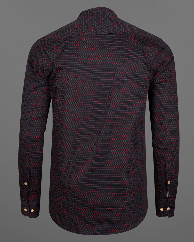 Cinder Black and Carmine Red Honeycomb Pattern Premium Cotton Kurta Shirt 9071-KS-38, 9071-KS-H-38, 9071-KS-39, 9071-KS-H-39, 9071-KS-40, 9071-KS-H-40, 9071-KS-42, 9071-KS-H-42, 9071-KS-44, 9071-KS-H-44, 9071-KS-46, 9071-KS-H-46, 9071-KS-48, 9071-KS-H-48, 9071-KS-50, 9071-KS-H-50, 9071-KS-52, 9071-KS-H-52